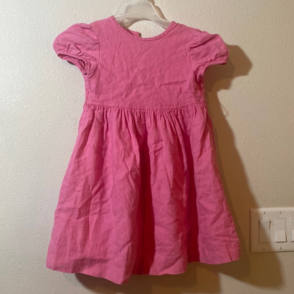 Pink dress white lined, the pink side looks and feels like linen